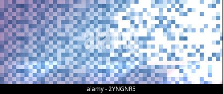 Blue and white mosaic tile background. Vector realistic illustration of bathroom, toilet, kitchen, shower ceramic wall design, abstract geometric backdrop for presentation template, seamless gradient Stock Vector