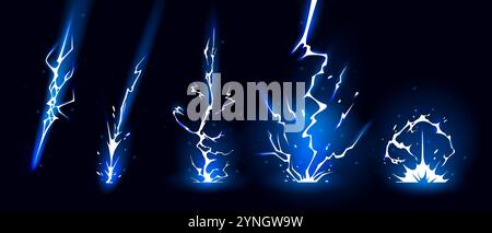 Lightning strike bolt silhouettes sequence vector illustration Stock ...