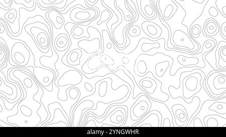 Topographic map abstract background. Outline cartography landscape. Topographic relief map on white backdrop. Modern cover design with wavy lines Stock Vector