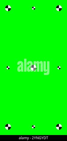 Vertical greenscreen template with motion tracking marks. Used for chromakey in social media video production. Vector design. Stock Vector