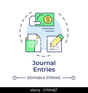 Journal entries multi color concept icon Stock Vector