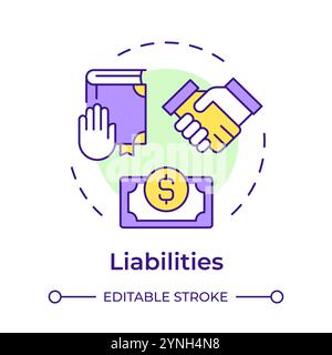 Liabilities multi color concept icon Stock Vector