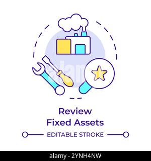 Review fixed assets multi color concept icon Stock Vector