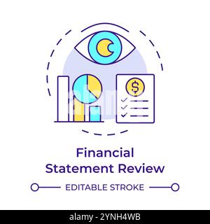 Financial statement review multi color concept icon Stock Vector