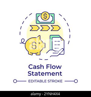 Cash flow statement multi color concept icon Stock Vector