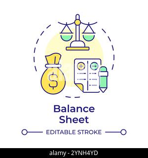 Balance sheet multi color concept icon Stock Vector