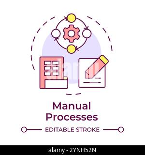 Manual processes multi color concept icon Stock Vector