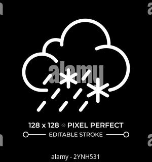 Sleet white linear icon for dark theme Stock Vector