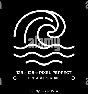 Wave white linear icon for dark theme Stock Vector