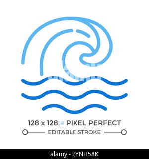 Wave two color line icon Stock Vector