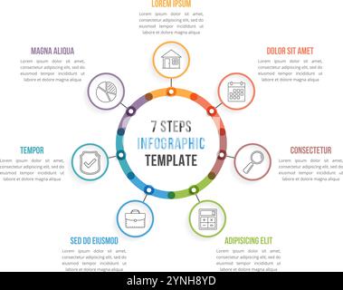 Circle diagram with seven elements, steps or options, flowchart or ...
