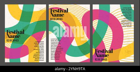 Modern Meets Retro Abstract Poster Set. set of vintage abstract style event poster template vector illustration Stock Vector