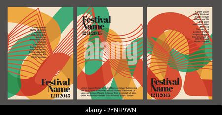 Vintage Abstract Wall Art Posters. vintage abstract poster set vector illustration Stock Vector