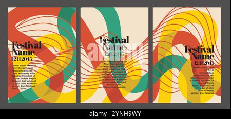 Boho-Inspired Vintage Abstract Poster Pack. vintage abstract poster set vector illustration Stock Vector