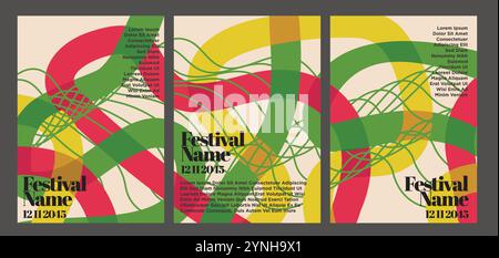 warm Toned Vintage Abstract Posters. vintage abstract poster set vector illustration Stock Vector