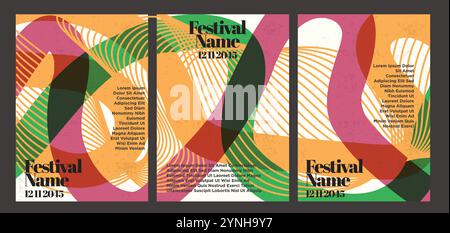 Dynamic Retro Abstract Poster Design. vintage abstract poster set vector illustration Stock Vector
