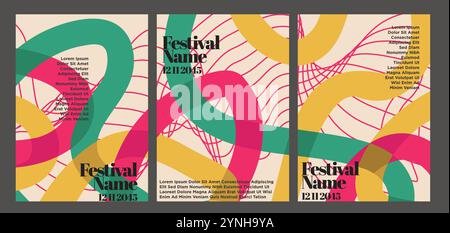 Authentic Retro Abstract Poster Set. vintage abstract poster set vector illustration Stock Vector