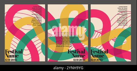 Minimal Geometric Retro Abstract Posters. vintage abstract poster set vector illustration Stock Vector