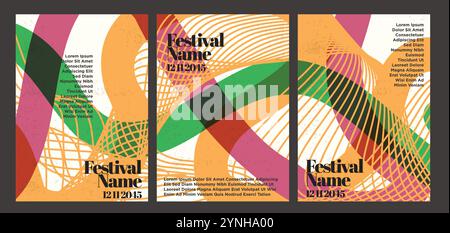 Abstract Shapes Vintage Poster Bundle. vintage abstract poster set vector illustration Stock Vector