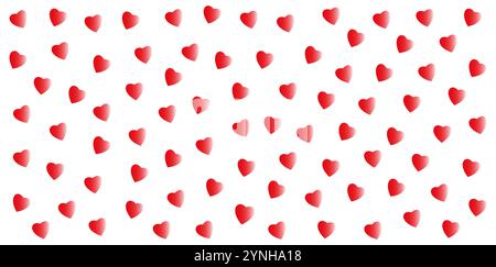 Seamless pattern of red with a gradient turning into transparency hearts on a white background. Romantic design for Valentine's Day, wedding, and Stock Vector