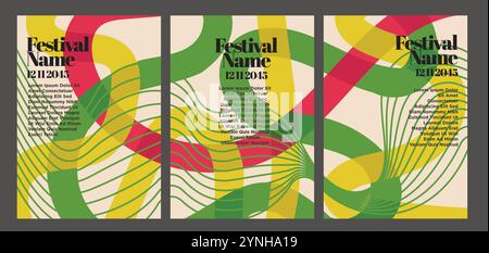 Unique Patterns Vintage Abstract Poster Set. vintage abstract poster set vector illustration Stock Vector