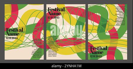 Whimsical Retro Abstract Poster Designs. vintage abstract poster set vector illustration Stock Vector