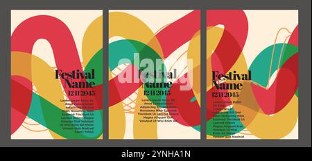 Textured Pastel Abstract Vintage Posters. vintage abstract poster set vector illustration Stock Vector