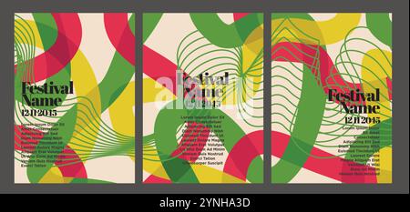 Muted Retro Abstract Poster Collection. vintage abstract poster set vector illustration Stock Vector