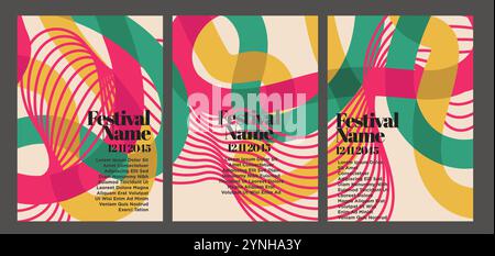 Nostalgic Patterned Vintage Poster Art. vintage abstract poster set vector illustration Stock Vector