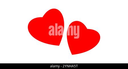 Two red heart shapes on a white background. Minimal vector design for Valentine's Day, love, or romantic-themed projects Stock Vector