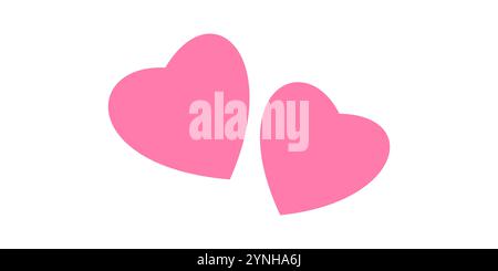 Two pink heart shapes on a white background. Minimal vector design for Valentine's Day, love, or romantic-themed projects Stock Vector