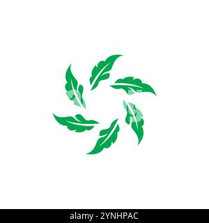 Green leaves circle logo vector. organic symbol Stock Vector