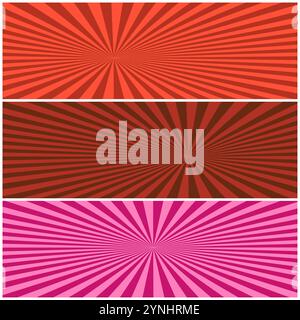 Colorful red striped horizontal comic backgrounds Stock Vector