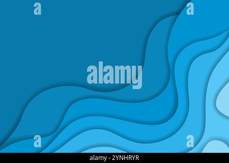 Abstract dark and light blue paper cut background Stock Vector