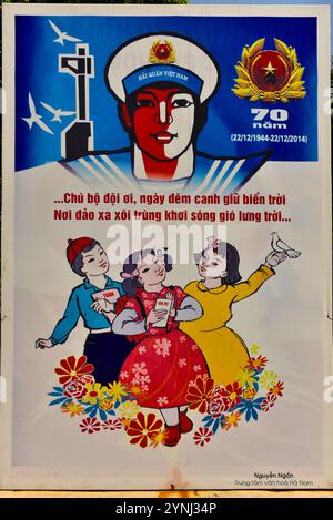 Poster celebrating the 70th anniversary of the founding of the Vietnam People's Army. December 2014, Hanoi , Vietnam Stock Photo