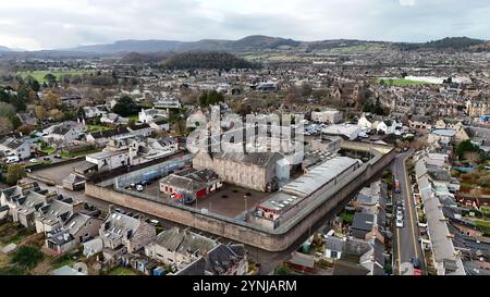 26 November 2024: HM Prison Inverness, also known as Porterfield Prison, is situated in the densely-populated and wealthy Crown area of Inverness, close to the city's castle. The new HMP Highland prison due to open in 2026 is expected to accommodate 200 prisoners, over 100 more than the design capacity of Porterfield Prison that it will replace.. NOTE: Pictures taken by a qualified drone operator with the co-operation of Porterfield Prison. Picture: Andrew Smith Stock Photo