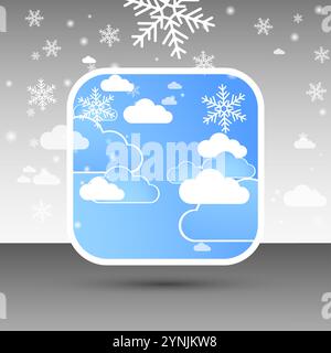 Abstract blue Winter square background with snowflakes. Vector illustration. Stock Vector