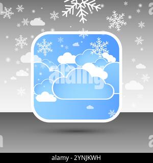 Abstract blue Winter square background with snowflakes. Vector illustration. Stock Vector