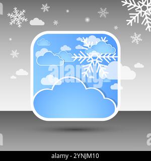 Abstract blue Winter square background with snowflakes. Vector illustration. Stock Vector