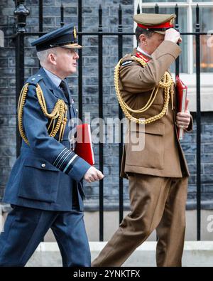 London, UK. 26th Nov, 2024. Sir Richard Knighton, Head of the UK Air Force and tbc. Chiefs of the British Armed Forces attended meetings with the Prime Minister for a routine stock take in Downing Street this morning. Credit: Imageplotter/Alamy Live News Stock Photo