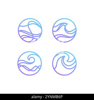 Wave line icon set vector illustration. wave logo design Stock Vector