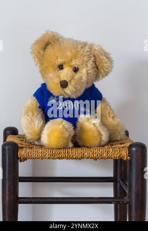 2000 millennium Teddy Bear soft cuddly toy sitting on stool - Kipling