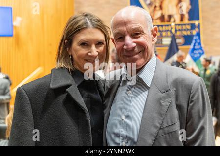 Lizzie and Jonathan Tisch attend Jessica Tisch sworning as Police Commissioner by mayor Eric Adams at One Police Plaza in New York on November 25, 2024 Stock Photo