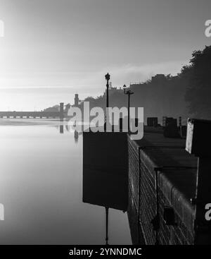 A view of the Nile River in the morning Stock Photo