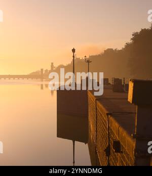 A view of the Nile River in the morning Stock Photo