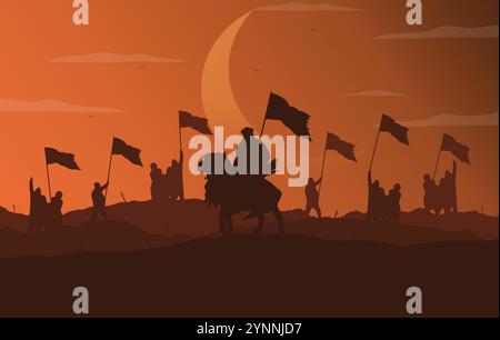 Muslim fighter with horse Illustration Stock Vector Image & Art - Alamy