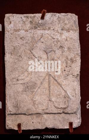 Paleo-Christian decorative brick, baked clay, 5th century, Andalusia, Visigoth - early medieval, Valladolid Museum , Castile and Leon, Spain Stock Photo