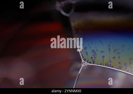 Silver liquid connections, bubble in macro, movement of liquid in a bubble, abstract background, surrealistic flow Stock Photo