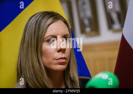 RIGA, Latvia. 26th Nov, 2024. Baiba Braze, Minister of Foreign Affairs of Latvia meets with Jessica Rosencrantz (at photo), Minister for EU Affairs of Sweden. Credit: Gints Ivuskans/Alamy Live News Stock Photo