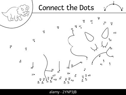 Connect Join The Dots To Dot Dinosaur Kids Puzzle Stock Vector Image ...